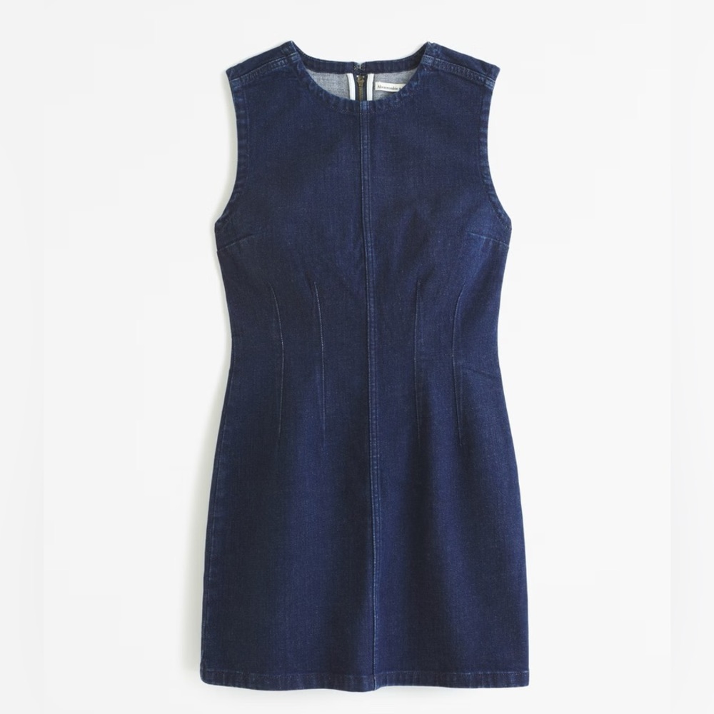 NWT! Abercrombie & Fitch Shell Denim Mini Dress Dark Wash Large Tall